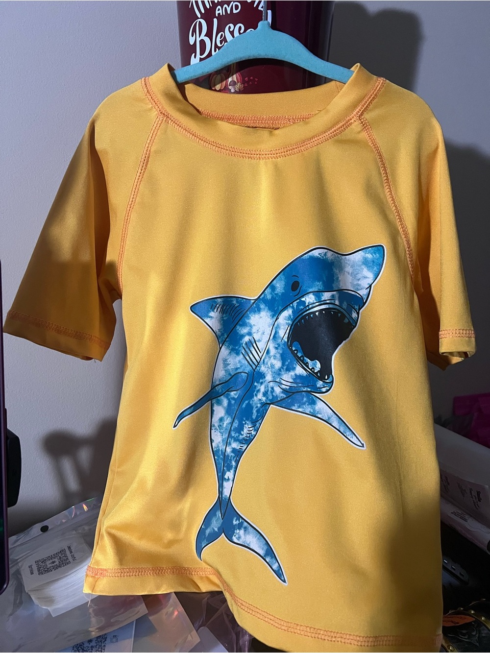 Kids Yellow Shark Guard Swim Shirt and short